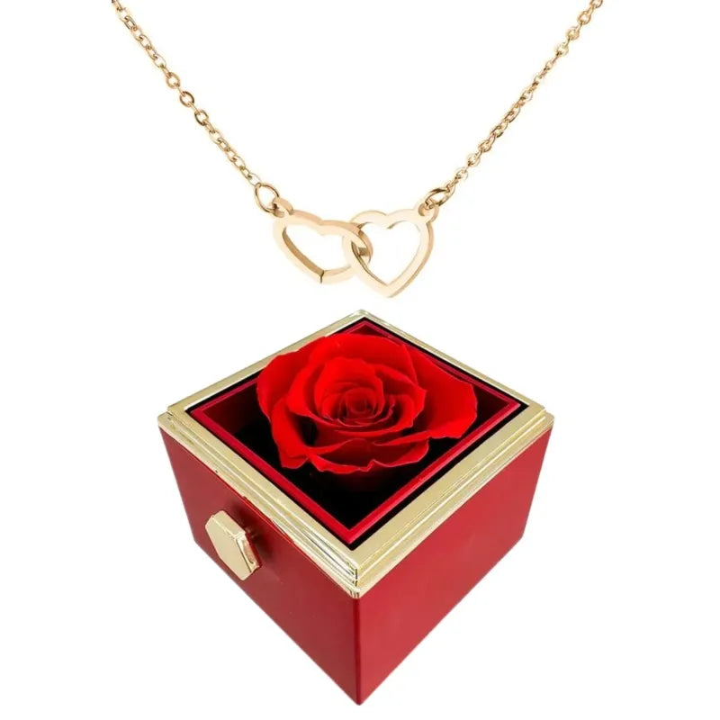 Heart Necklace with Rotating Rose Gift Box | ventumra