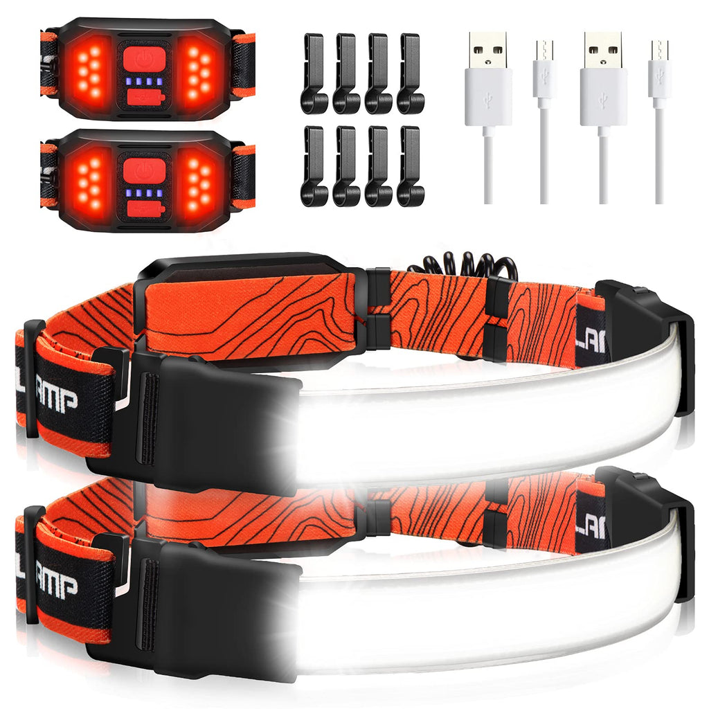 Hopedone Rechargeable Headlamp 1000 Lumens, 230° Wide Angle, Waterproof, 2-Pack, Orange | ventumra
