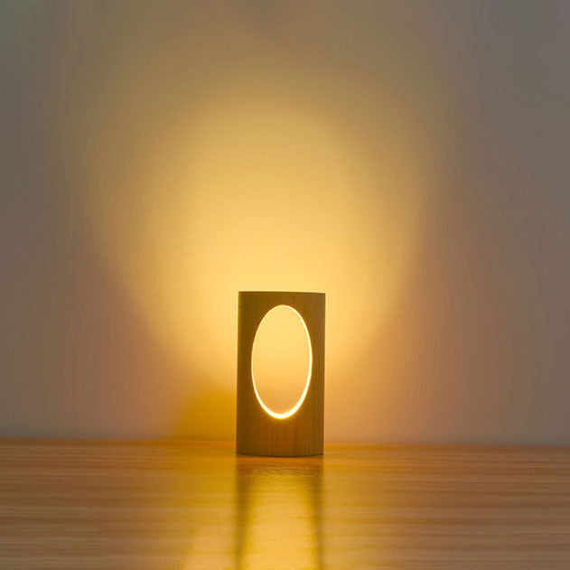 Modern Wood Column LED Table Lamp, USB Powered | ventumra