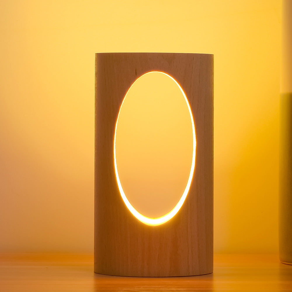 Modern Wood Column LED Table Lamp, USB Powered | ventumra
