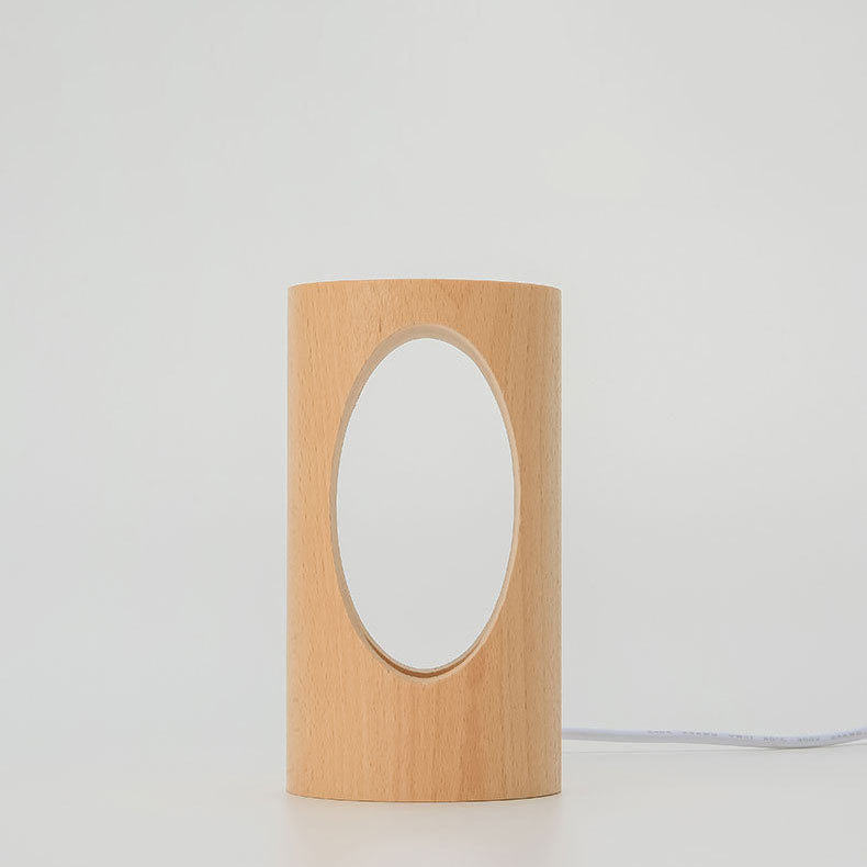 Modern Wood Column LED Table Lamp, USB Powered | ventumra