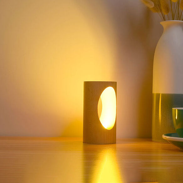 Modern Wood Column LED Table Lamp, USB Powered | ventumra