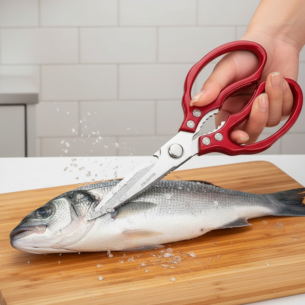 Red Japanese Steel Multi-Purpose Kitchen Shears | ventumra