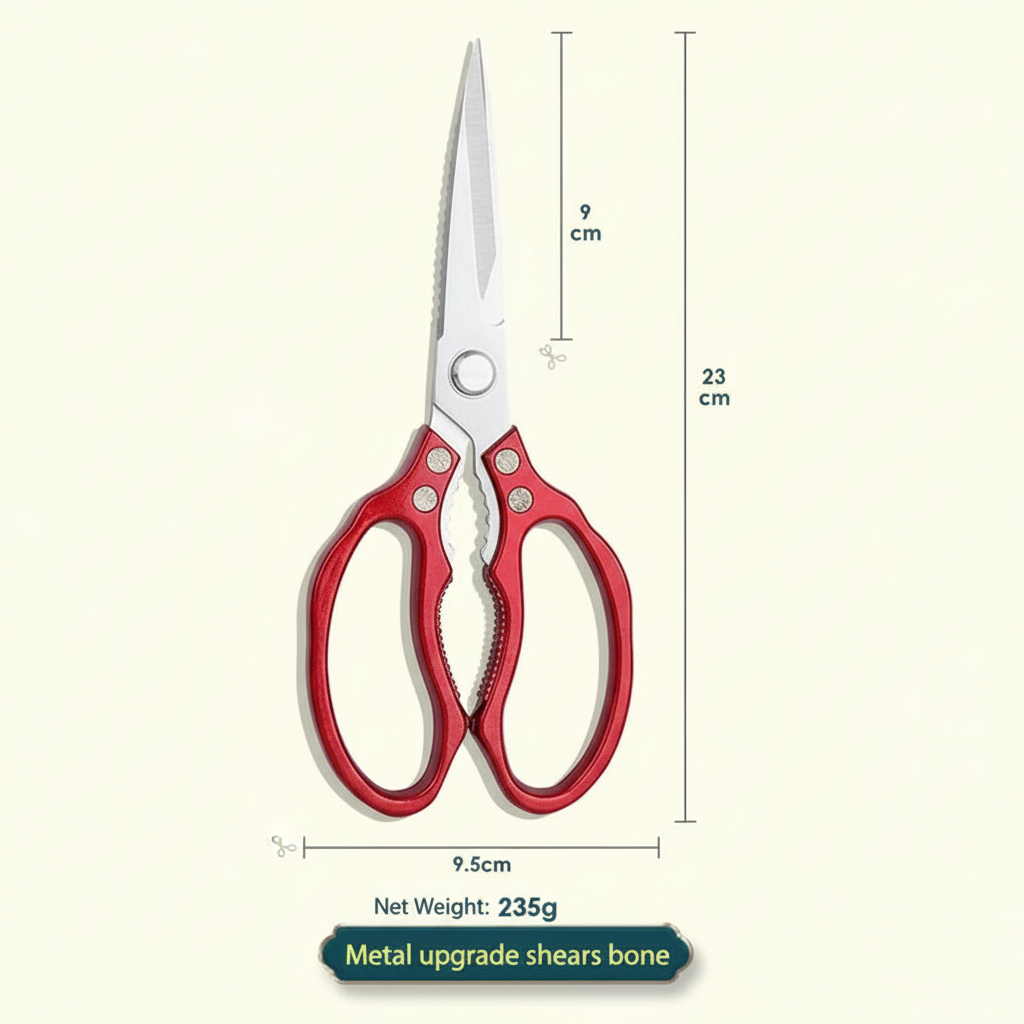 Red Japanese Steel Multi-Purpose Kitchen Shears | ventumra
