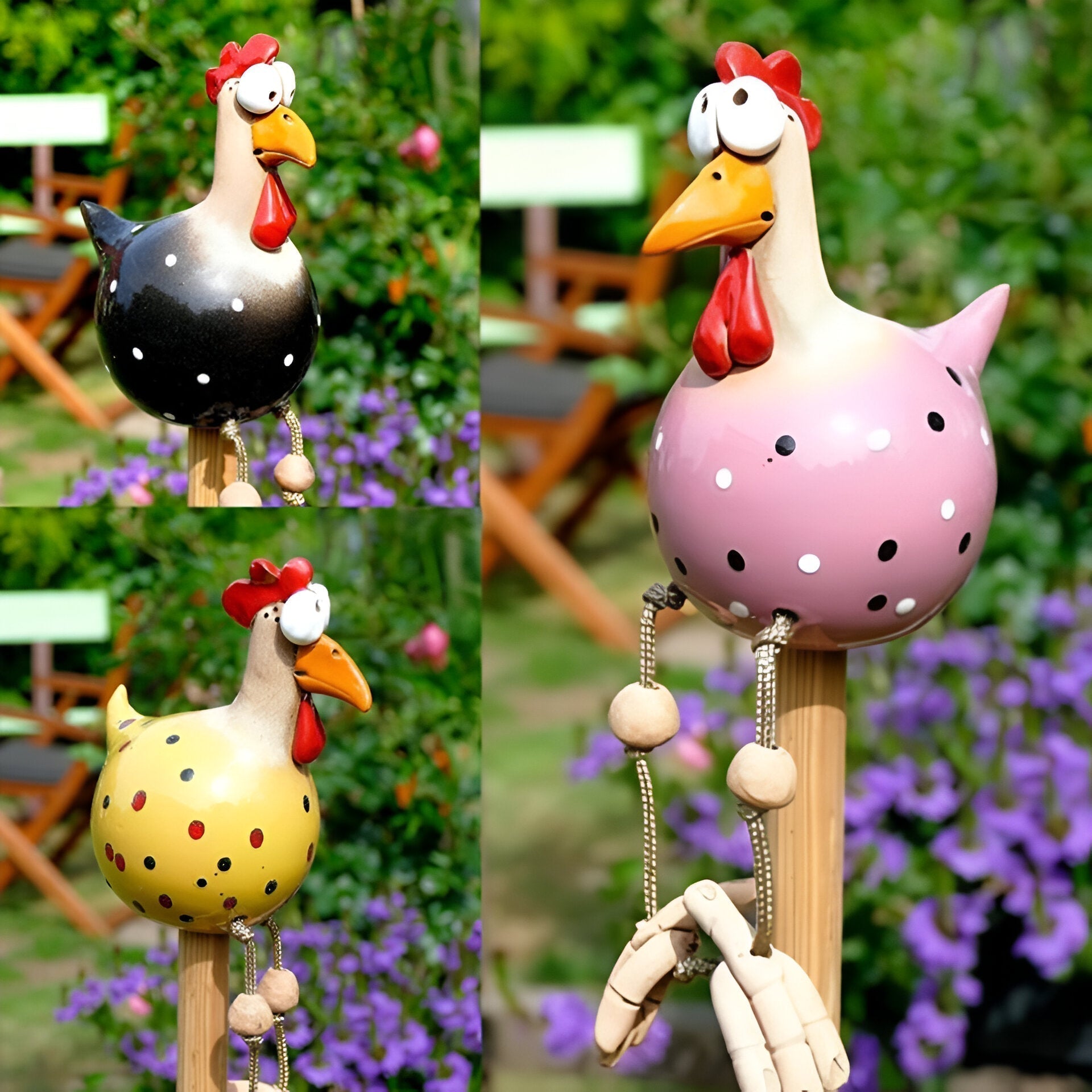 Large-Eyed Chicken Statue - Weatherproof Resin Craft - Rooster Garden Statue | ventumra