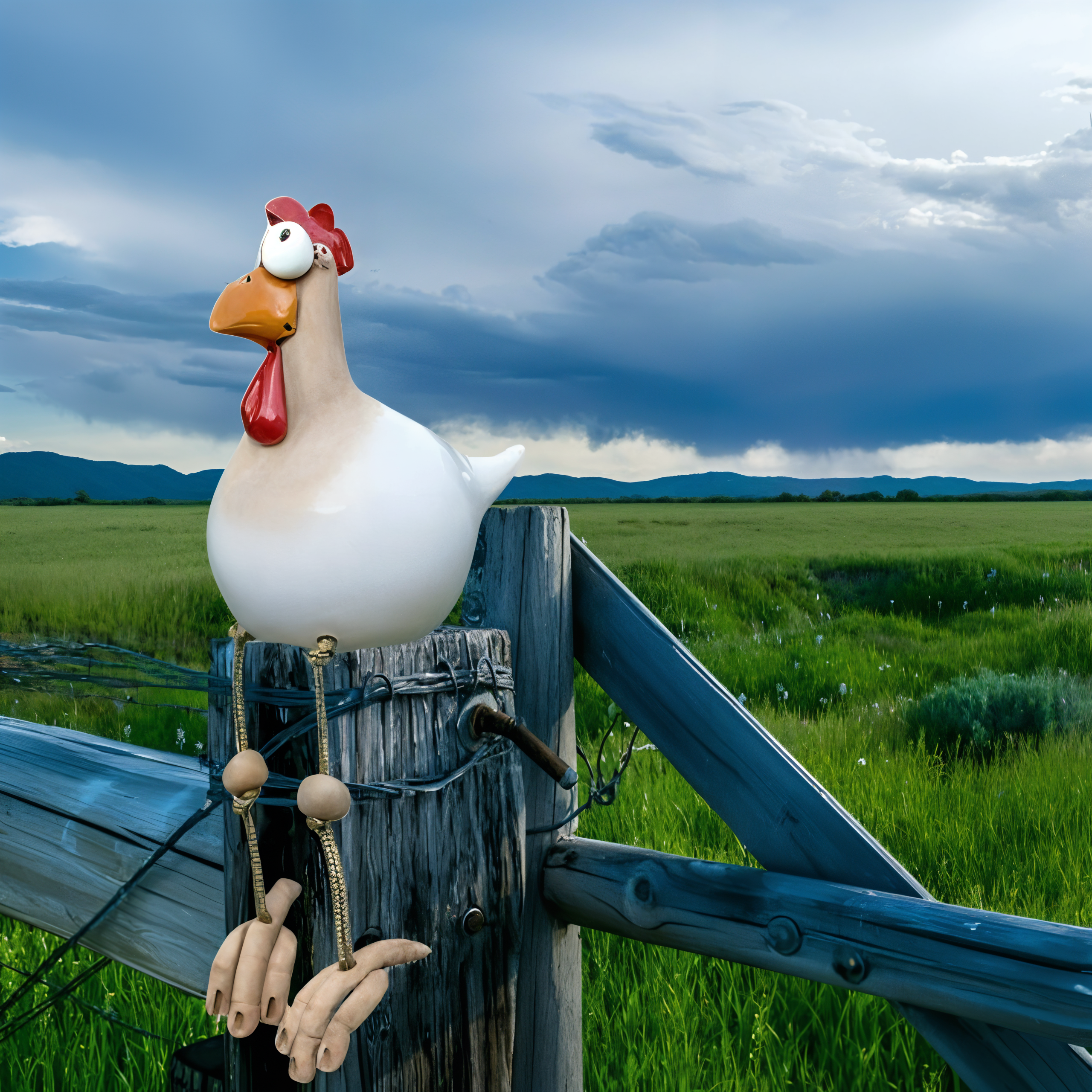 Large-Eyed Chicken Statue - Weatherproof Resin Craft - Rooster Garden Statue | ventumra