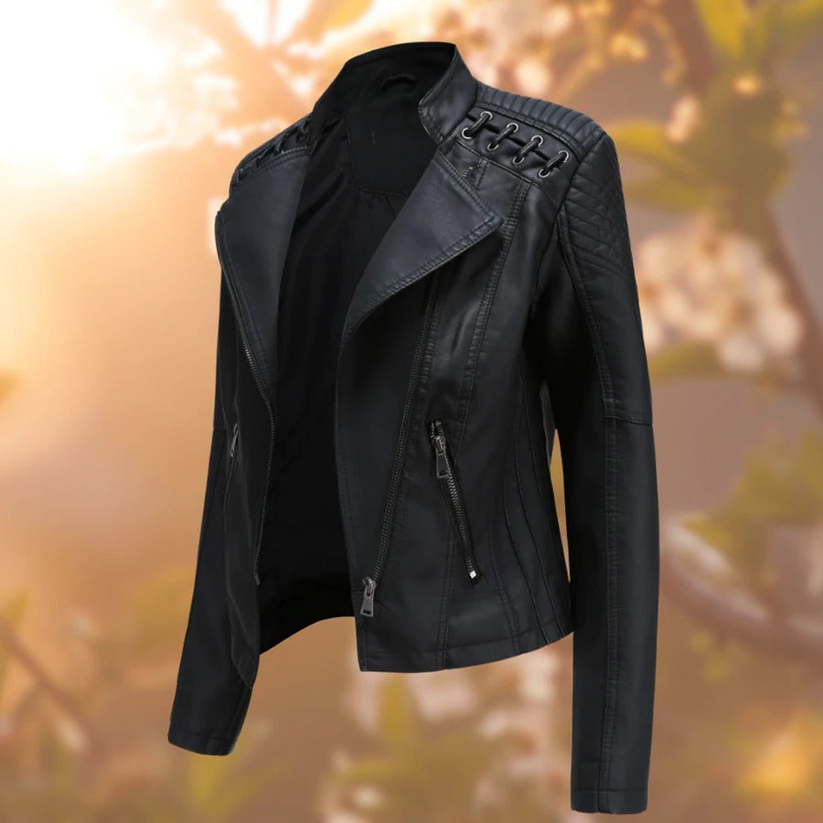 Edgy Faux Leather Moto Jacket | ventumra