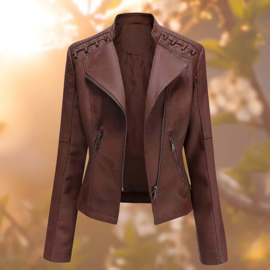 Edgy Faux Leather Moto Jacket | ventumra