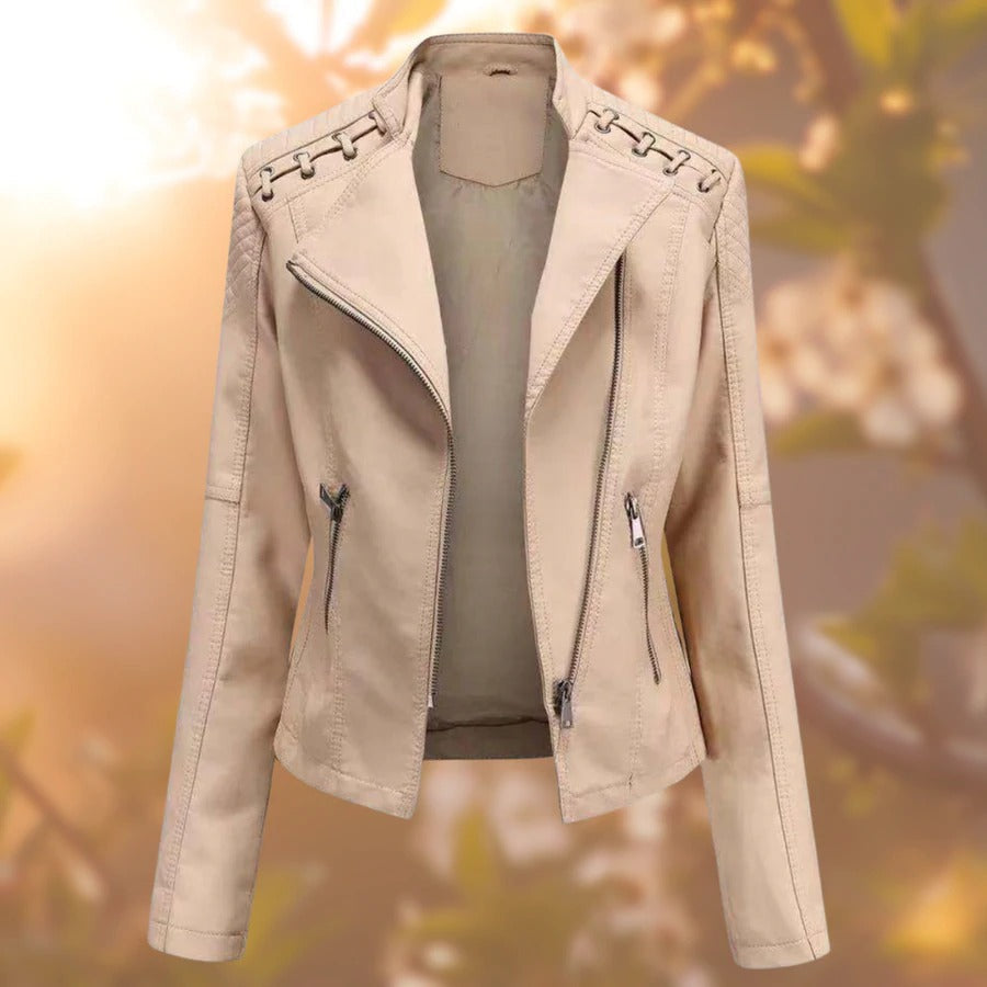 Edgy Faux Leather Moto Jacket | ventumra