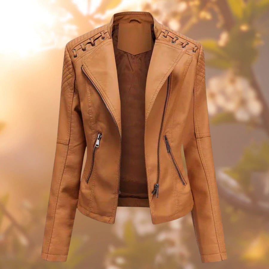 Edgy Faux Leather Moto Jacket | ventumra