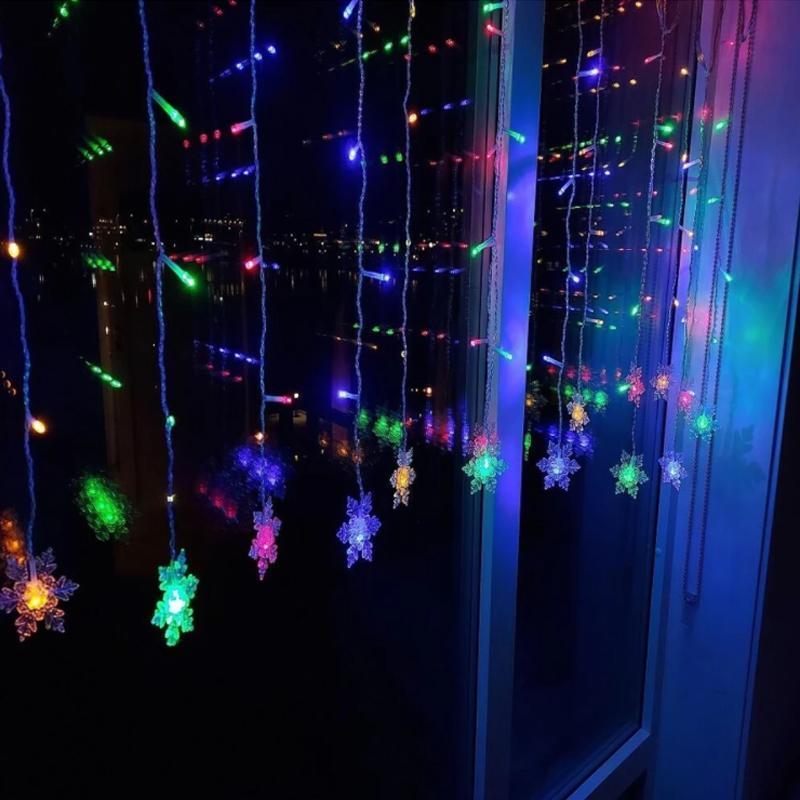 LED Curtain Light String with Snowflake Indoor & Outdoor | ventumra