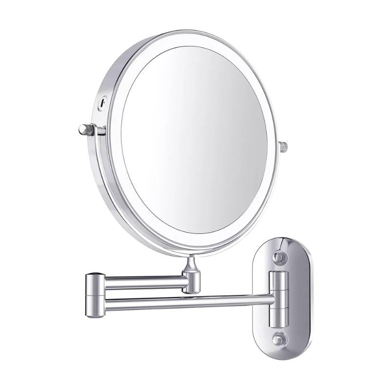 LED Magnifying Mirror Rechargeable Cosmetics & Bathroom Chrome Silver | ventumra