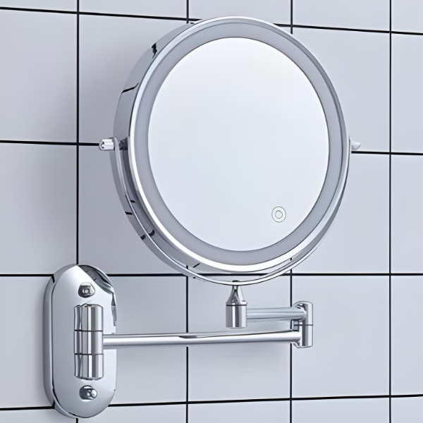 LED Magnifying Mirror Rechargeable Cosmetics & Bathroom Chrome Silver | ventumra