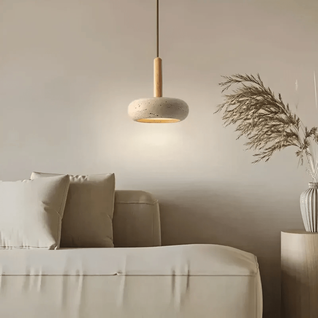 LED Retro Ceiling Light made of Wood & Stone for a Calming Atmosphere | ventumra