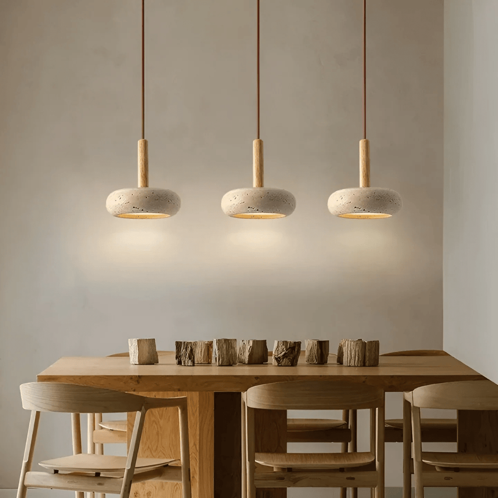 LED Retro Ceiling Light made of Wood & Stone for a Calming Atmosphere | ventumra