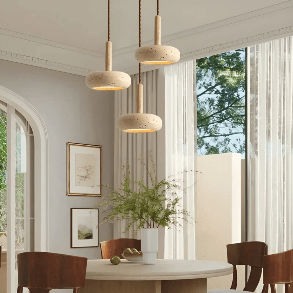 LED Retro Ceiling Light made of Wood & Stone for a Calming Atmosphere | ventumra