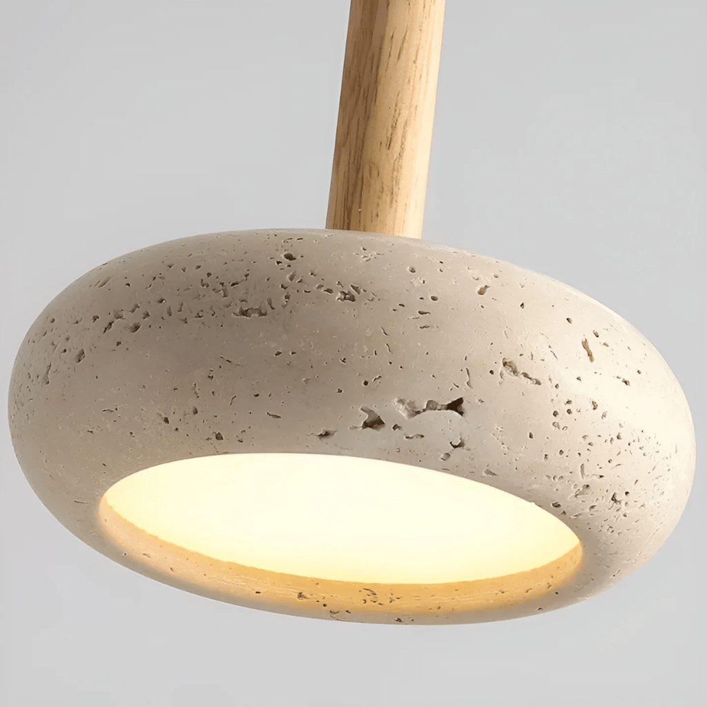 LED Retro Ceiling Light made of Wood & Stone for a Calming Atmosphere | ventumra