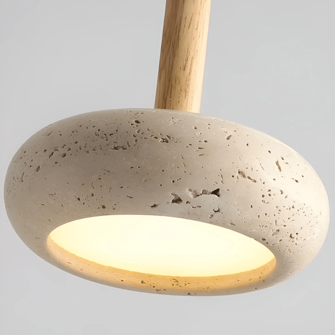 LED Retro Ceiling Light made of Wood & Stone for a Calming Atmosphere | ventumra