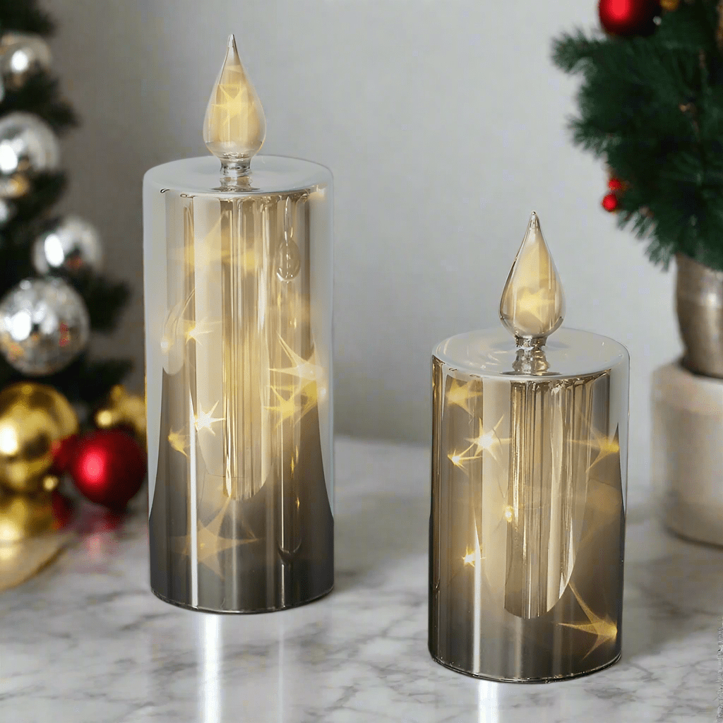 Set of 2 Starry Light Glass LED Candles | ventumra
