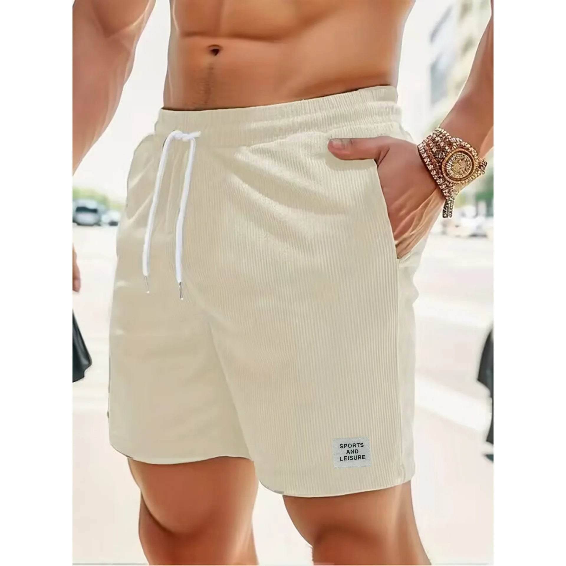 Corduroy Relaxed Fit Drawstring Shorts | ventumra