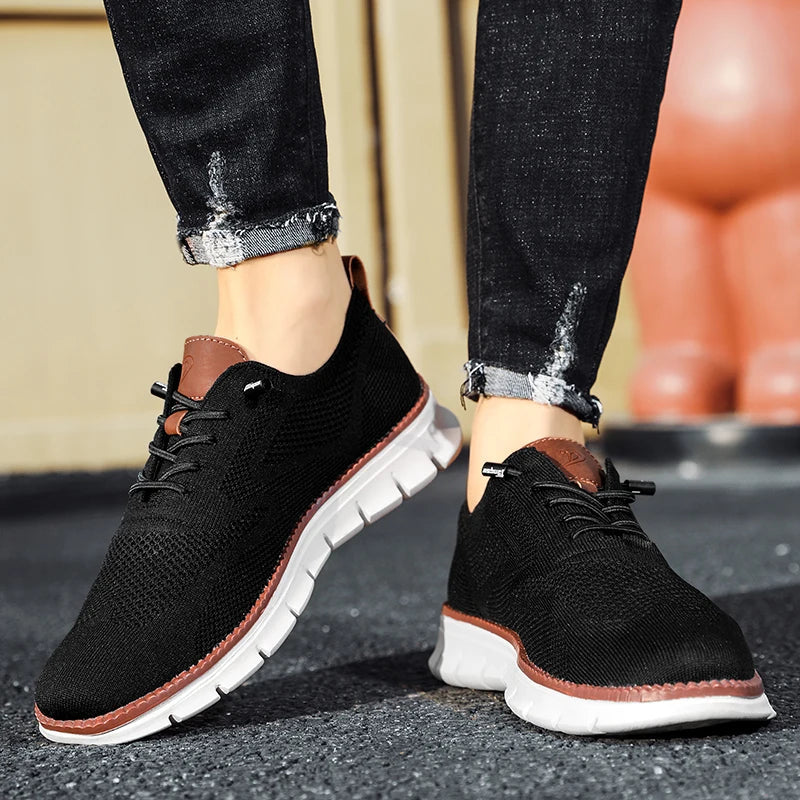 Men's Oxford Knit Lace-Up Sneakers | ventumra
