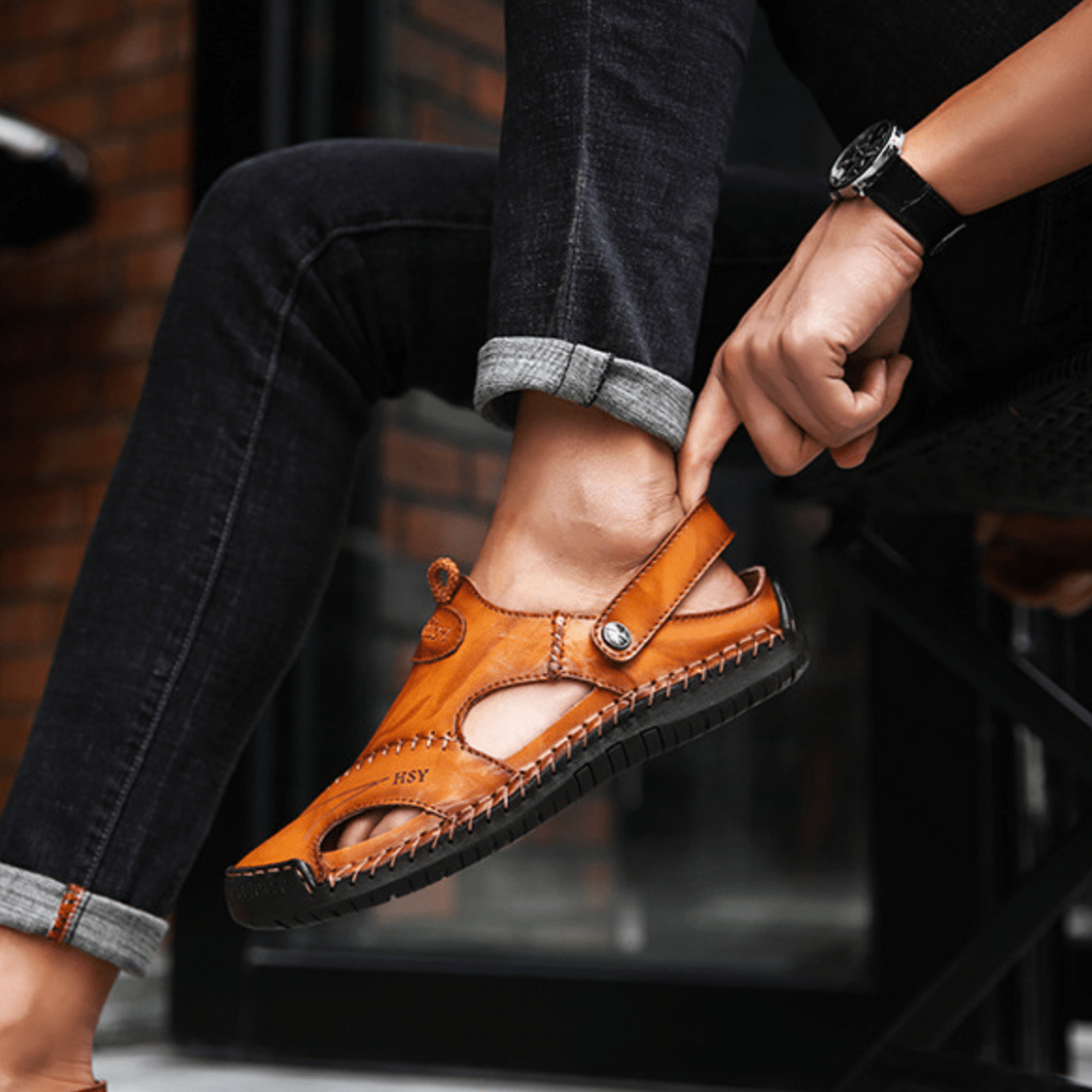 Breathable Leather Stitch Sandals | ventumra