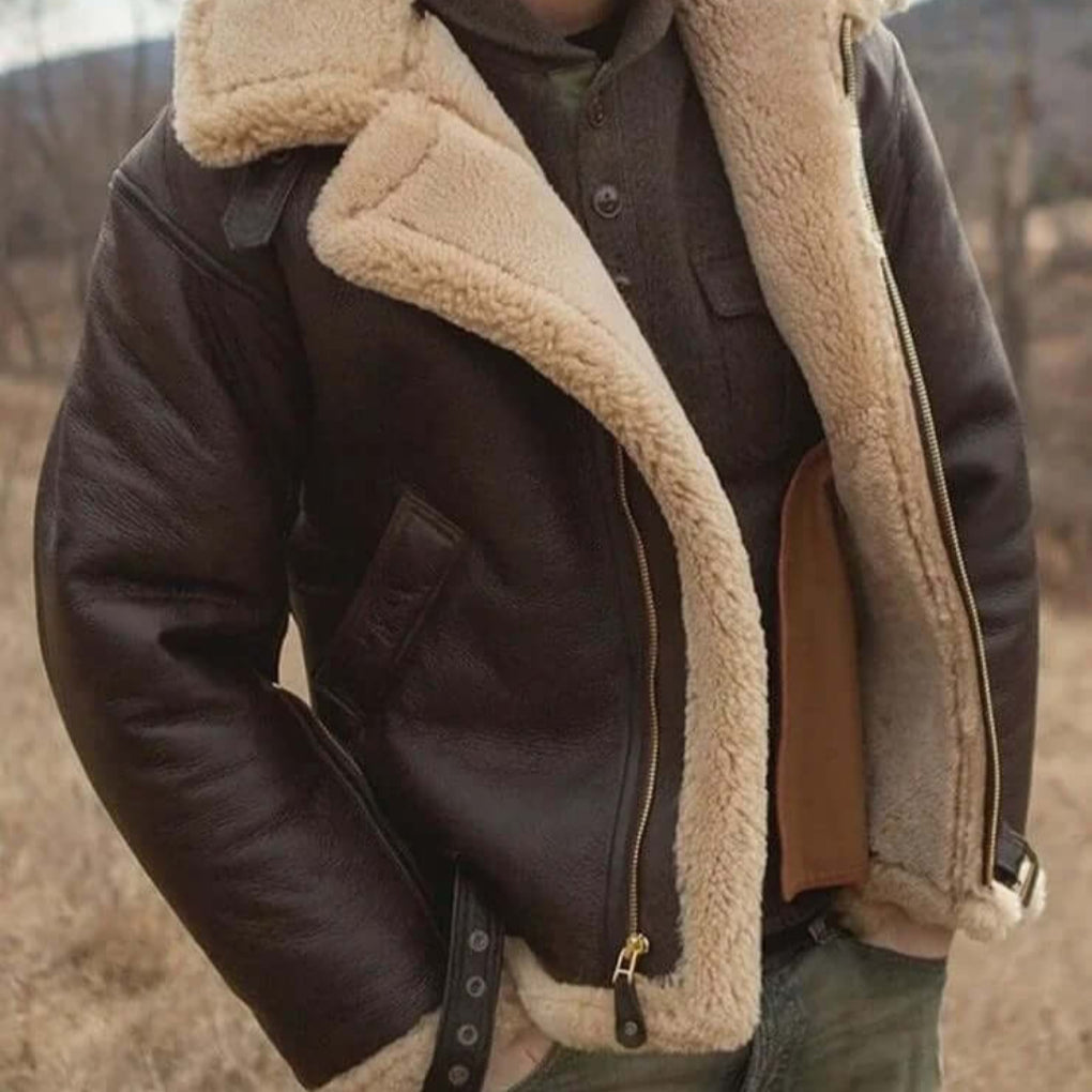 Cozy Shearling Lined Aviator Jacket | ventumra