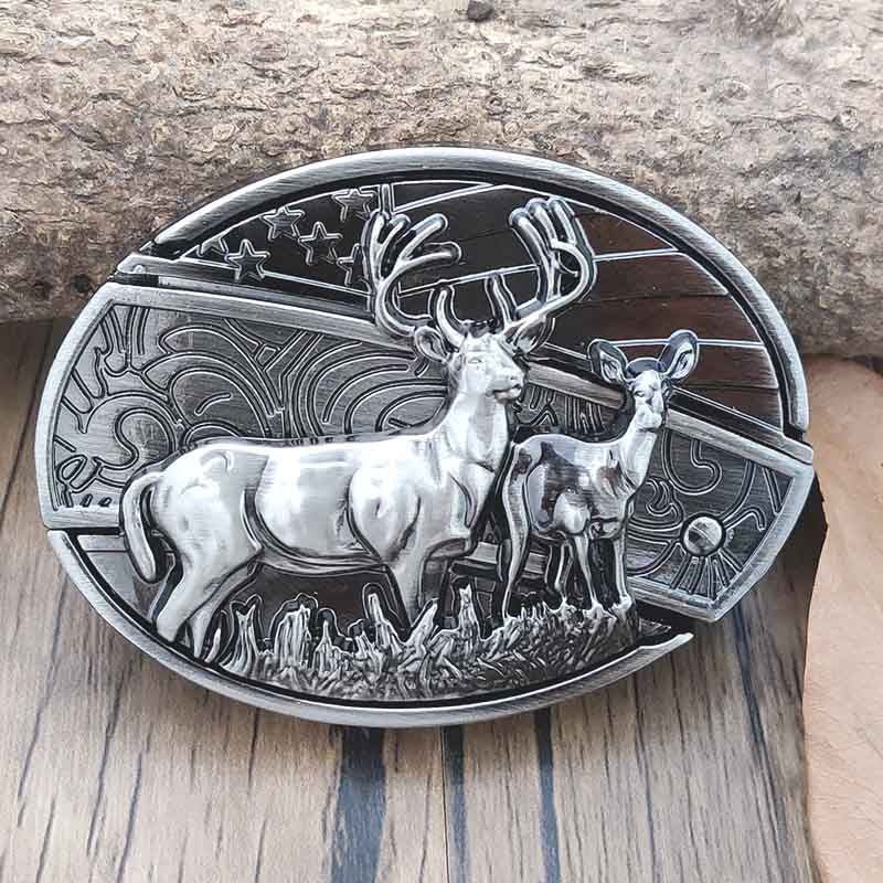 Oval Bull Skull Belt Buckle with Hidden Knife | ventumra