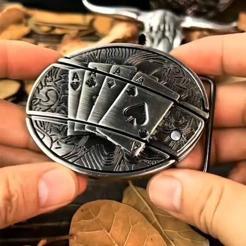 Oval Bull Skull Belt Buckle with Hidden Knife | ventumra