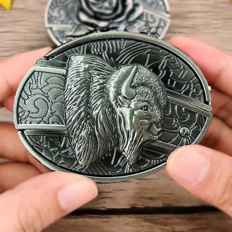 Oval Bull Skull Belt Buckle with Hidden Knife | ventumra