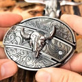 Oval Bull Skull Belt Buckle with Hidden Knife | ventumra
