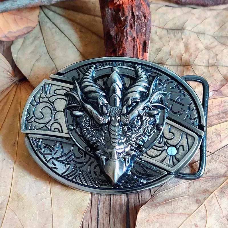 Oval Bull Skull Belt Buckle with Hidden Knife | ventumra