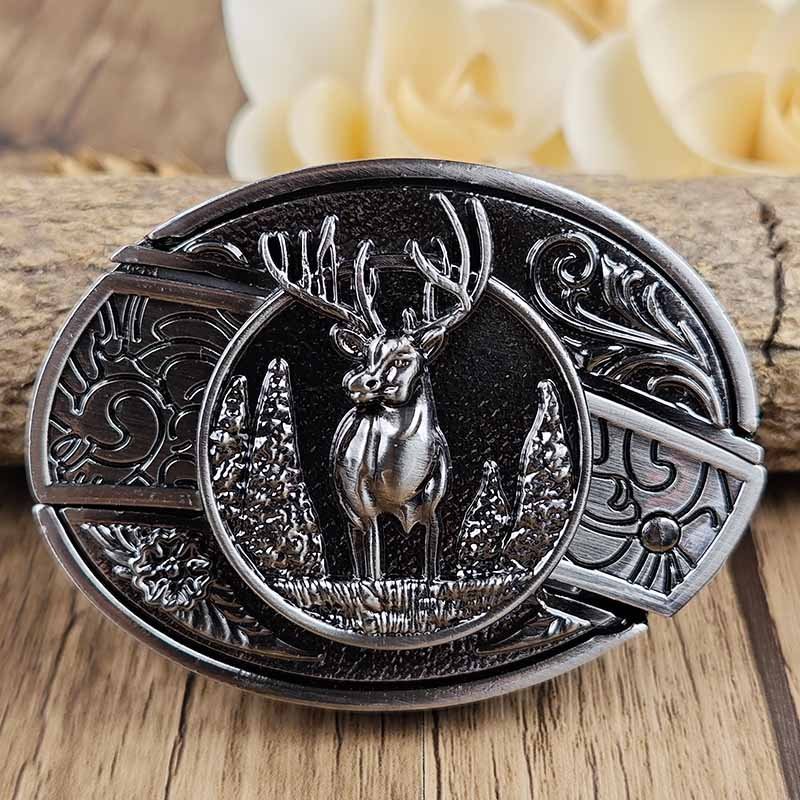 Oval Bull Skull Belt Buckle with Hidden Knife | ventumra