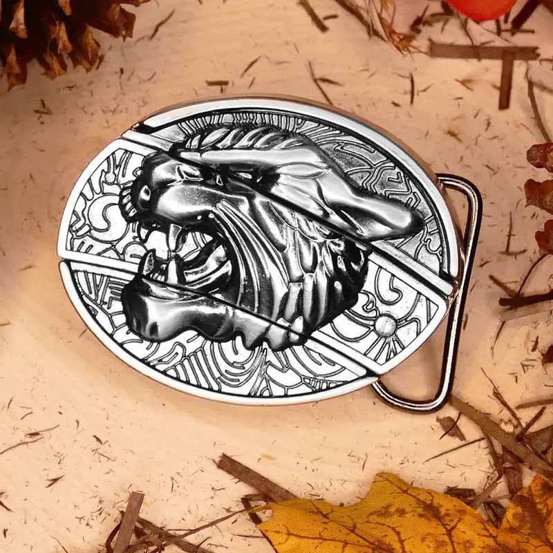 Oval Bull Skull Belt Buckle with Hidden Knife | ventumra