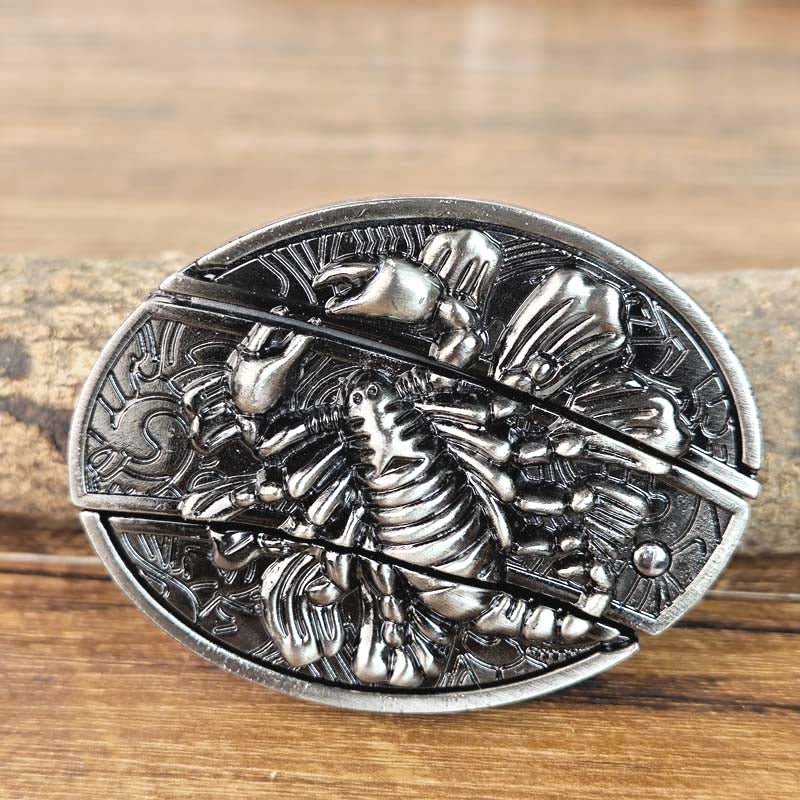 Oval Bull Skull Belt Buckle with Hidden Knife | ventumra