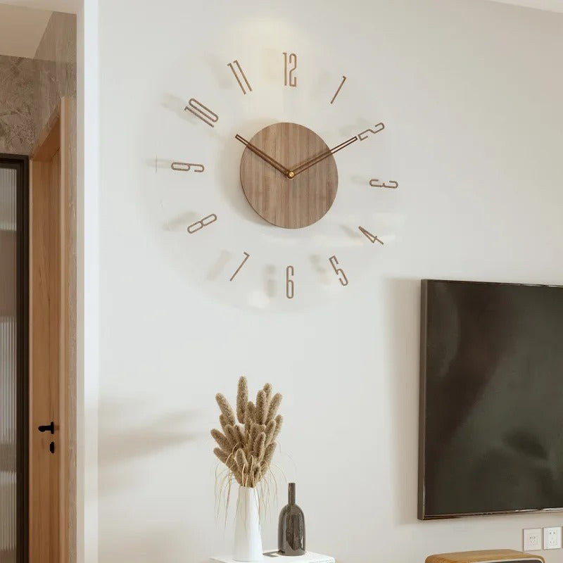 Modern Wall Clock in Wood – Minimalist and Elegant Design for the Living Room | ventumra