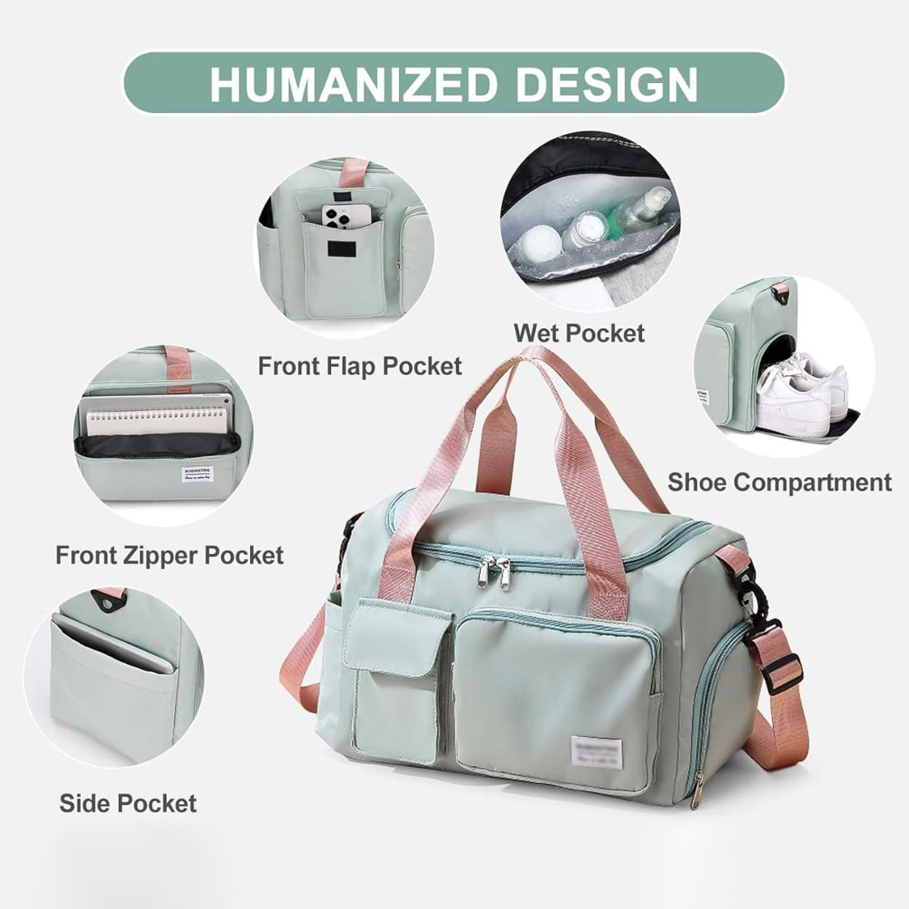 Large Duffel Bag with Shoe Compartment for Travel & Gym | ventumra