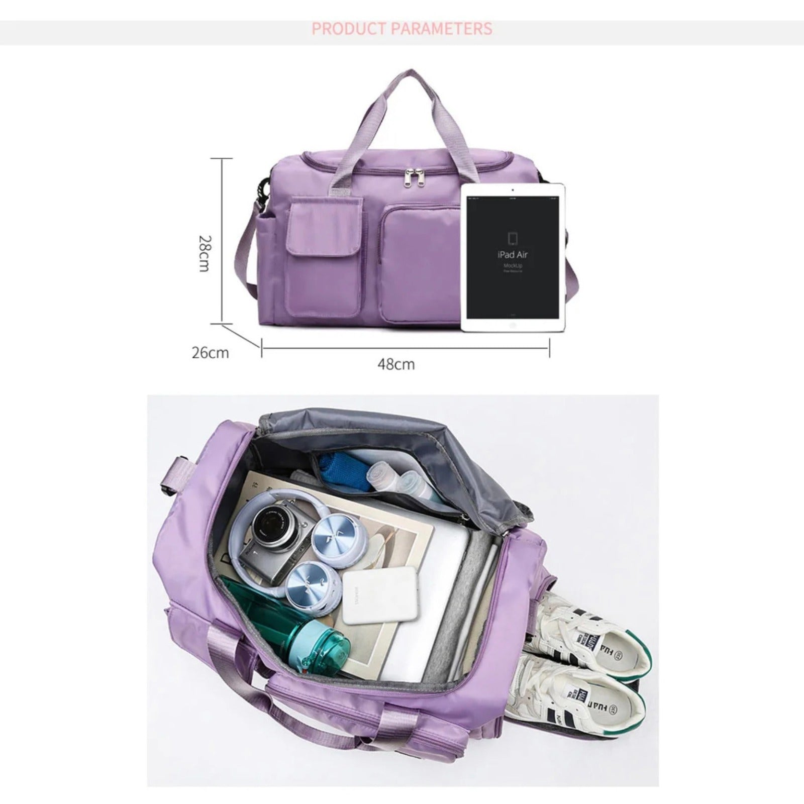 Large Duffel Bag with Shoe Compartment for Travel & Gym | ventumra