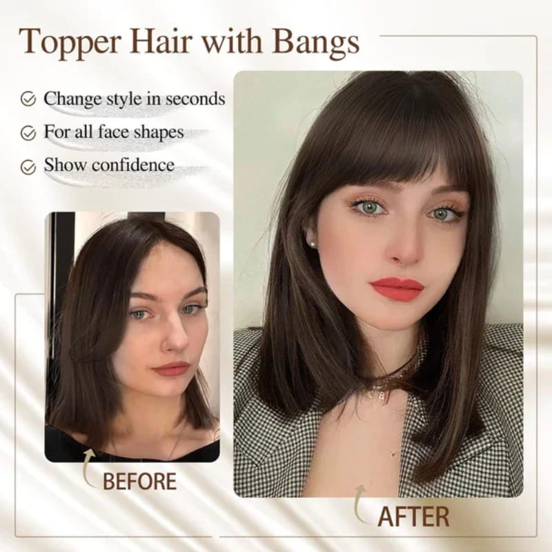 Natural Hairpiece with Bangs for Women | ventumra