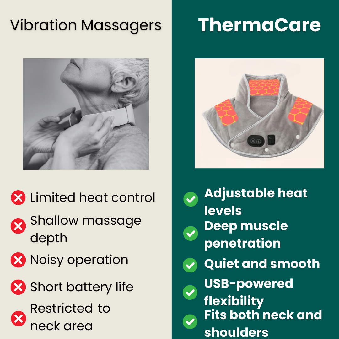 ThermaCare Neck & Shoulder Heating Pad with Massage USB Powered Heat Relief | ventumra