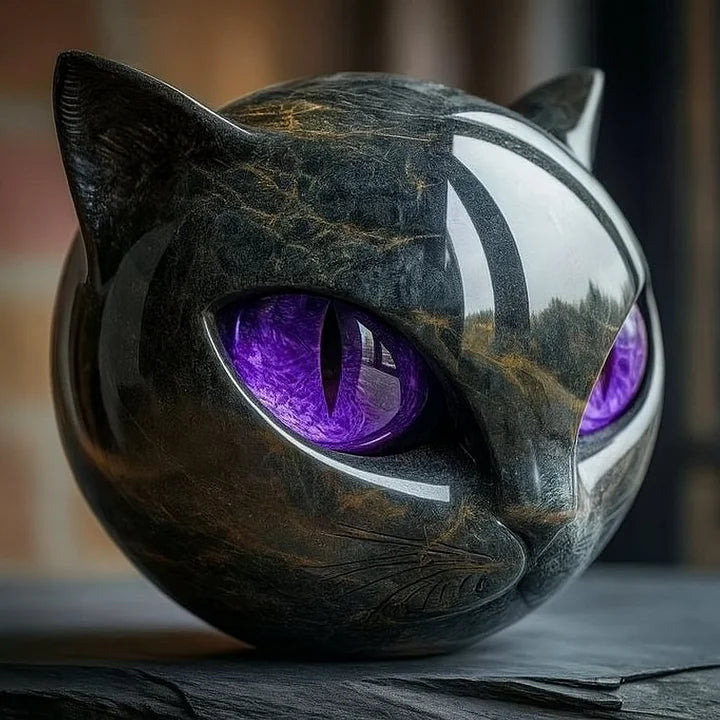 Enchanting Black Cat Head Art Sculpture | ventumra