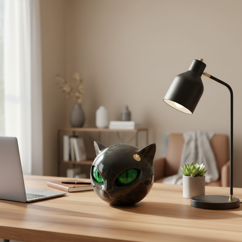 Enchanting Black Cat Head Art Sculpture | ventumra