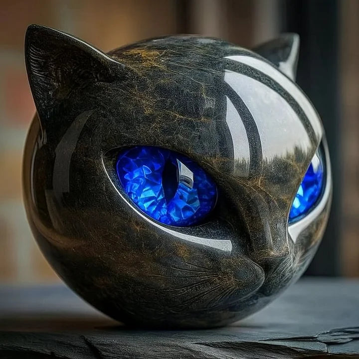 Enchanting Black Cat Head Art Sculpture | ventumra
