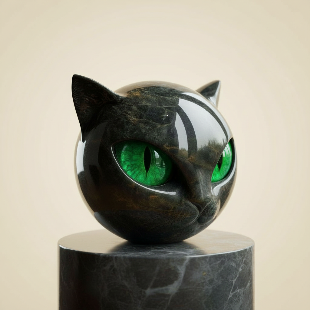 Enchanting Black Cat Head Art Sculpture | ventumra
