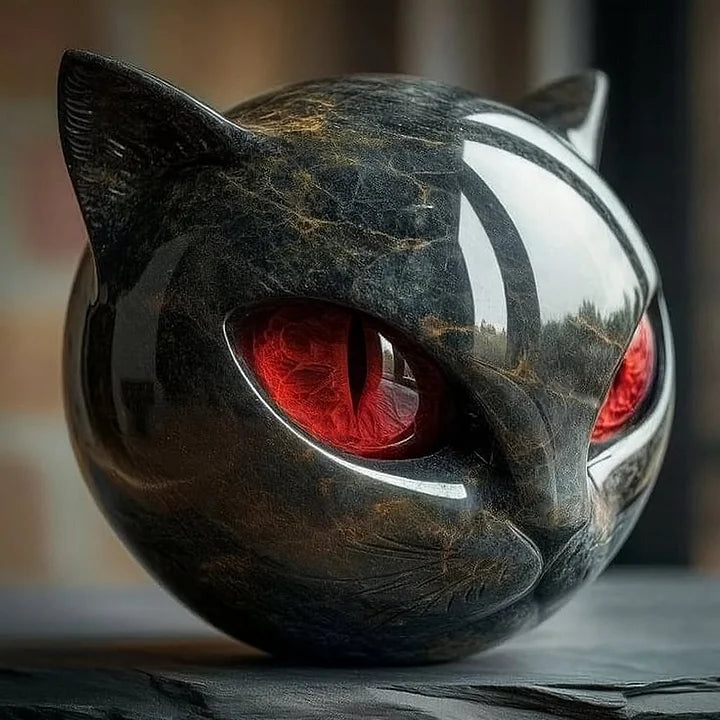Enchanting Black Cat Head Art Sculpture | ventumra