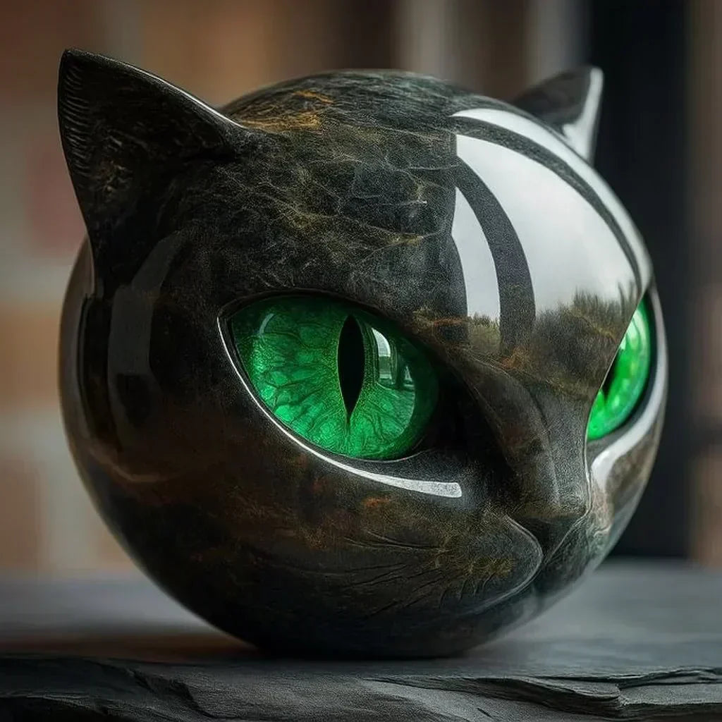 Enchanting Black Cat Head Art Sculpture | ventumra