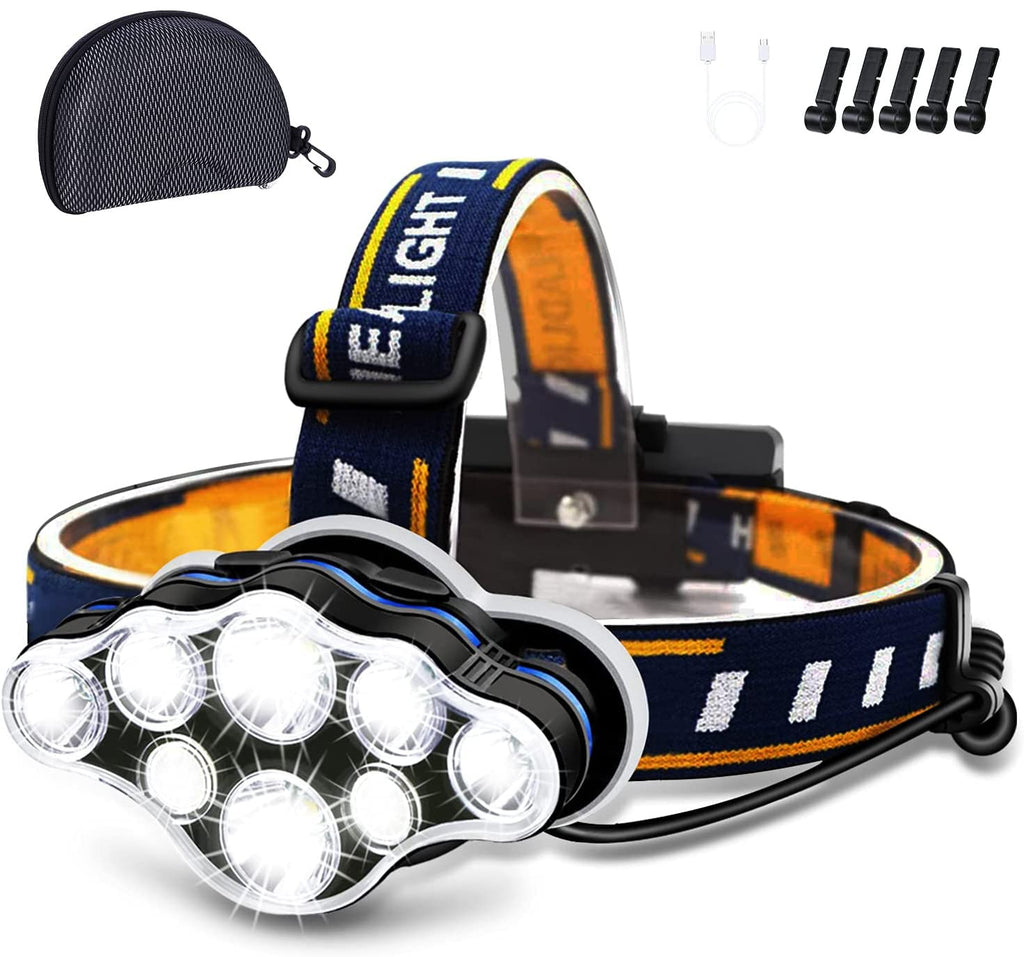 Ochter 18000 Lumen Rechargeable Headlamp, 8 Modes, Waterproof, USB, Red & White Light | ventumra