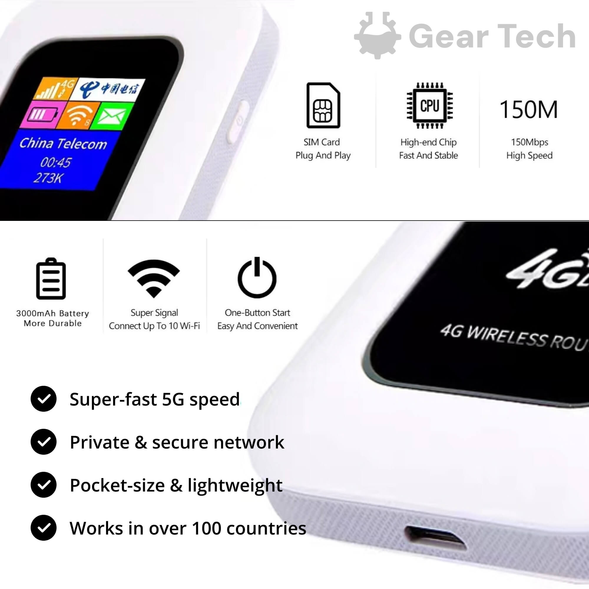 Portable 5G Wi-Fi Router Secure, High-Speed Connection for Travel and Home Use | ventumra