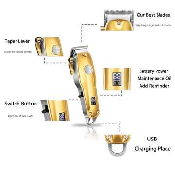 Professional Hair Clippers for Men Gold Set Gold Cordless Clippers | ventumra