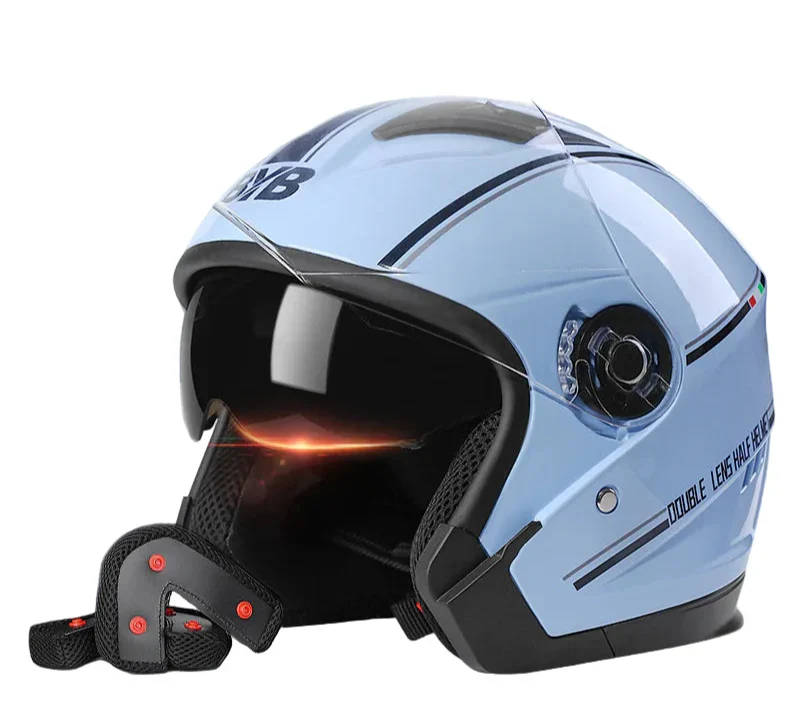 Retro 3/4 Open-Face Motorcycle Helmet with Double Lens – AeroRide | ventumra